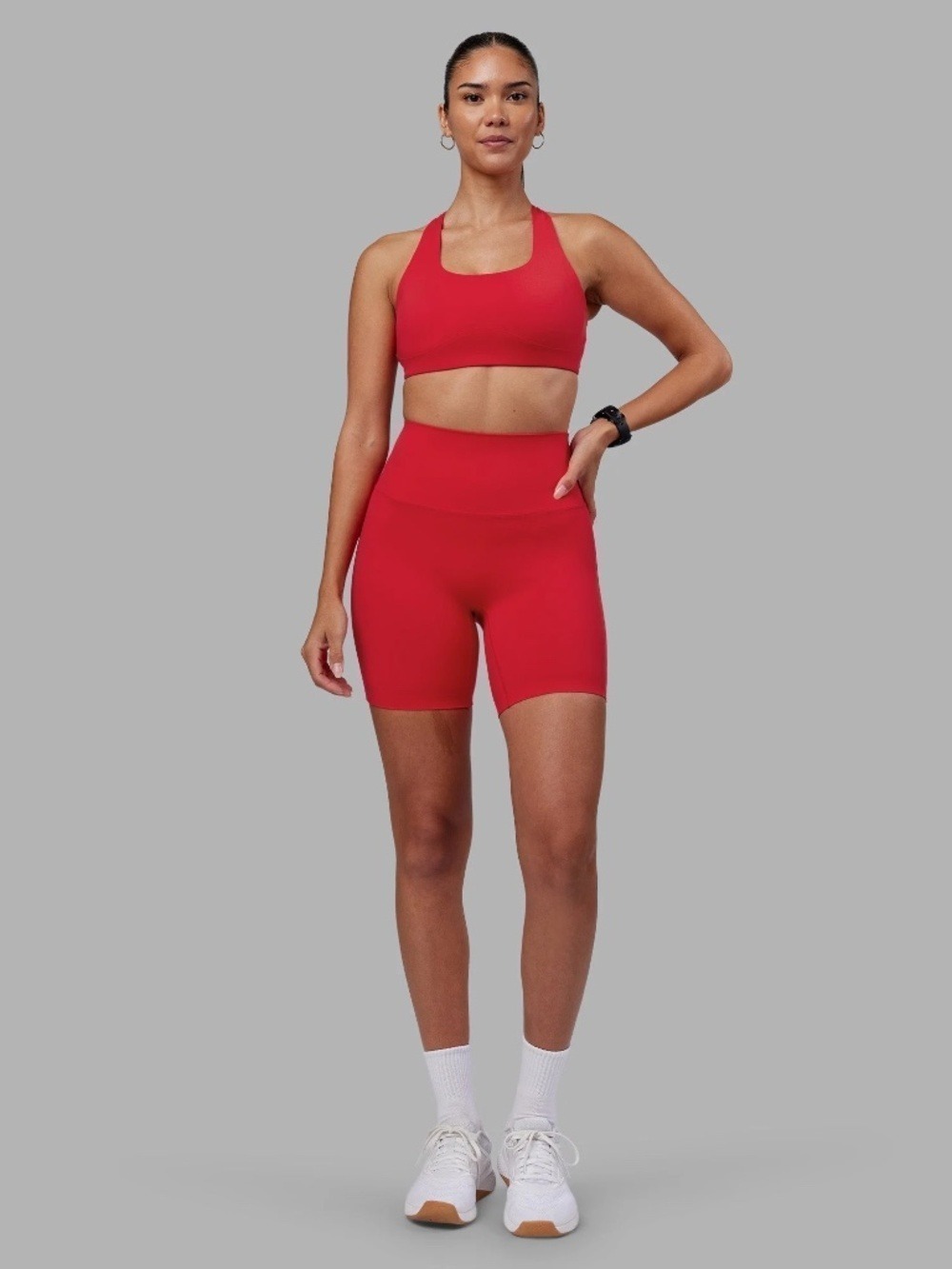 LSKD Womens Bright Red Athletic Bike Shorts XXS